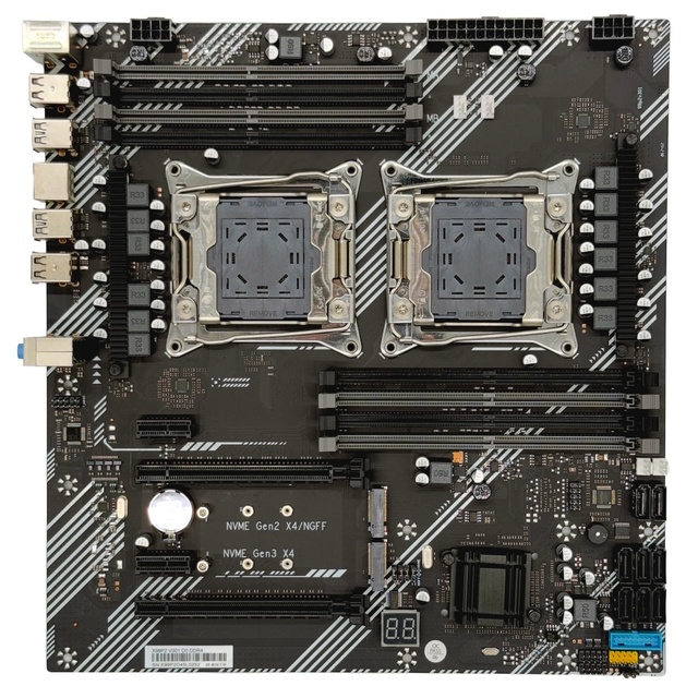 GEEKTEC X99 Motherboard Dual CPU Double DDR4 E-ATX X99P2 Server Gaming Desktop Motherboard 3rd Generation TWO E5 2680V4 Cpu
