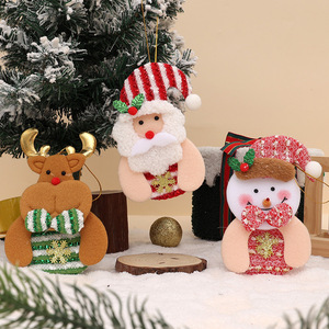 Juego de Adornos Colgantes para Árbol de Navidad, Papá Noel, Reno, Muñeco de Nieve, Decoraciones de Muñecos de Tela de Dibujos Animados - Product Image 1