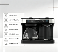 Machine à café filtre 12 tasses et cafetière à dosettes K-Cup individuelle, réservoir d'eau partagé détachable de 2,5 à 3 L, commande tactile LCD