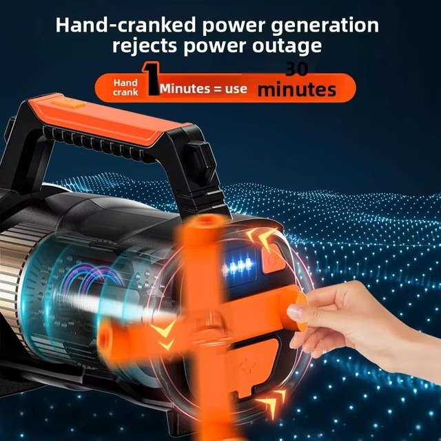 Portable Fishing Multi-functional Hand-crank Generator High Power Long Battery Life Side Light High-brightness 500m+ Range IP65