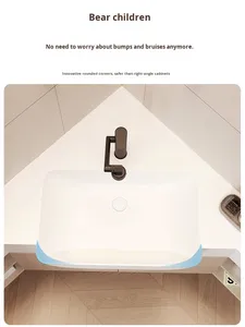 Conjunto de Muebles de Baño con Espejo Inteligente Multicapa de Madera Maciza Anran para Apartamentos Pequeños, Diseño Triangular Integrado en Esquina, Lavabo - Product Image 5