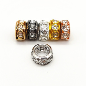 목걸이 DIY 액세서리 용 벌크 합성 모조 다이아몬드 금속 비즈 만들기 보석 용 <span class=keywords><strong>10mm</strong></span> 12mm 지르콘 합금 스페이서 비즈 - Product Image 2