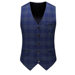 Costume à <span class=keywords><strong>carreaux</strong></span> pour <span class=keywords><strong>homme</strong></span> <span class=keywords><strong>Blazer</strong></span> croisé de haute qualité Ensemble 3 pièces <span class=keywords><strong>Blazer</strong></span> slim pour mariage Veste manteau pantalon Gilet - Product Image 4