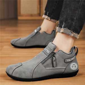 Nouvelles chaussures décontractées pour hommes automne/hiver, baskets légères et polyvalentes, mocassins plats respirants et résistants à l'usure avec fermeture éclair latérale - Product Image 4