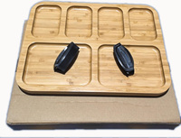 100% Build-A-Board Snijplank Met Compartimenten Doorzichtige Vergrendeling Deksel Bamboe Charcuterie Board Met Deksel Voor Keuken