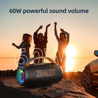 Enceinte sans fil Zealot P12 étanche IPX6 60W 8000mAh avec lumière RGB, égaliseur, TWS, portable, carte mémoire, pour la maison