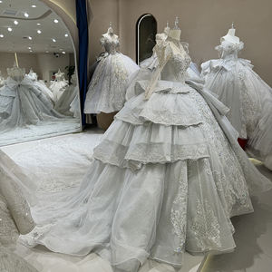 DW0042 Vestidos de novia modernos Nuevo diseño de encaje de manga completa <span class=keywords><strong>Boe</strong></span> Bordado Vestido de baile con lentejuelas con decoración de cristal Capilla - Product Image 4