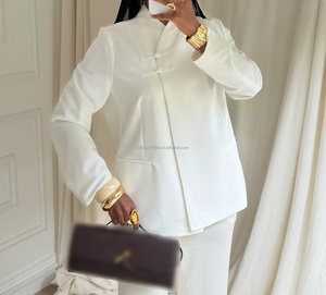 Traje Blanco Elegante para Mujer Musulmana Willson, Chaqueta Blazer con Cuello Alto, Asimétrica, Holgada y Transpirable - Product Image 2