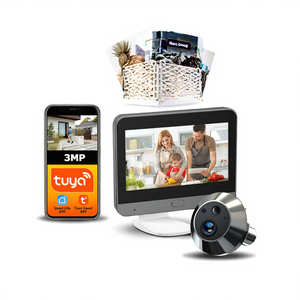 Campanello Intelligente Wireless con Telecamera Spioncino 3MP, Alimentato <span class=keywords><strong>a</strong></span> <span class=keywords><strong>Batteria</strong></span>, Schermo LCD HD da 4,3 Pollici, Visione Notturna, Sensore CMOS, WiFi, Scheda di Memoria, IP65 - Product Image 3