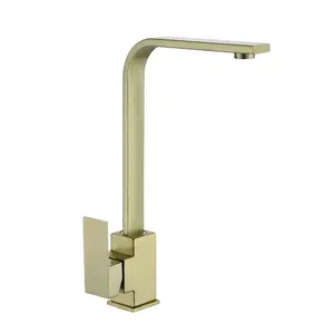Gold Square SUS304 Electroplated Chrome Zinc Alloy Kitchen Sink Faucet Tap ware Single Handle Coated Kitchen Mixer taps