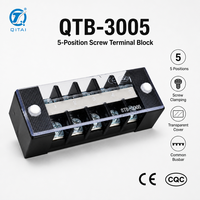 Bloc de bornes à vis QTB-3005 à 5 positions, 32A, 4mm², à traversée, pour distribution d'alimentation, montage sur rail DIN pour armoire électrique