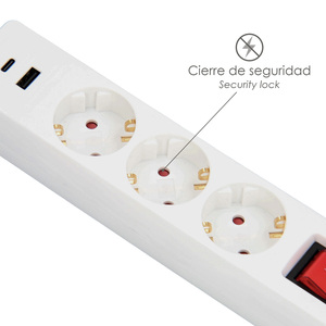 Multipresa con 3 Prese Schuko e 2 Prese USB (A/C) con Interruttore e Messa a Terra - Product Image 2