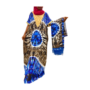Coton indien taille libre Tie Dye Print Kaftan respirant en mousseline de soie taille libre longue robe femmes automne tenue décontracté dernière conception - Product Image 3