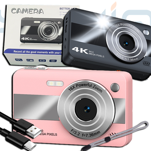 กล้องถ่ายรูป Yuniq 2025 16X Optical Travel ความละเอียด 64 ล้านพิกเซล ถ่ายวิดีโอ 1080P รองรับ MicroSD แบตเตอรี่ 650 มิลลิแอมป์ สำหรับเด็ก หน้าจอ 2.4 นิ้ว HD กล้อง CMOS วัสดุ ABS ขนาดเล็ก - Product Image 1