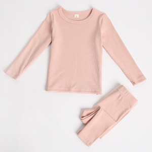 Pijamas para Niños OEM y ODM, Conjuntos de Pijamas de Algodón Acordonado de Color Liso para Niños y Niñas, Ropa de Dormir de Manga Larga - Product Image 6