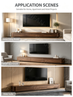 Meuble TV convertible moderne en bois massif avec rangement pour salon et hôtel, fixation murale