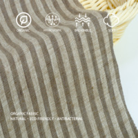 Europäischer Flachs-Kreppstoff, Reiner Gestreifter Leinenstoff, Waschbar, Organisches Französisches Leinen-Textil für Kleidung, Hemden, Hosen, Röcke