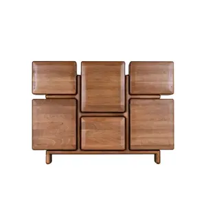 Living Room Furniture Style light luxury sideboard Wooden cubes board levitating cube sideboard walnut furniture
