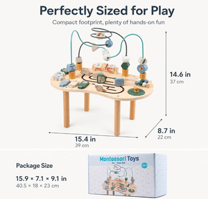 Table d'activités <span class=keywords><strong>en</strong></span> <span class=keywords><strong>bois</strong></span> <span class=keywords><strong>pour</strong></span> tout-petits, table sensorielle Montessori 7-<span class=keywords><strong>en</strong></span>-1, centre d'activités <span class=keywords><strong>pour</strong></span> bébé - Product Image 2
