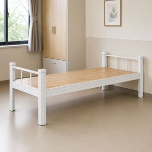 <span class=keywords><strong>Letto</strong></span> <span class=keywords><strong>Singolo</strong></span> in Metallo con Telaio in Acciaio Bianco Larghezza 1500mm con Doghe in Legno e Sponde Protettive per Camera da <span class=keywords><strong>Letto</strong></span>, Dormitorio, Appartamento e Progetti - Product Image 2