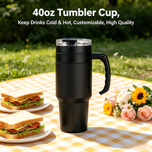 Gobelet isotherme grande capacité 30oz/40oz avec poignée et paille, tasse de voyage pour garder au frais et au chaud - Product Image 5
