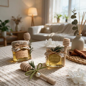 Coffrets cadeaux modernes et personnalisés <span class=keywords><strong>de</strong></span> 50g : pots <span class=keywords><strong>de</strong></span> <span class=keywords><strong>miel</strong></span> écologiques et durables avec cuillères détachables en verre pour une conservation optimale <span class=keywords><strong>de</strong></span> la fraîcheur - Product Image 2