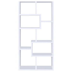 Modern Asymmetrical 8-Cube <b>Bookshelf</b>, Staggered Cube Shelf <b>Open</b> Back Bookcase, Contemporary Display Storage Unit - Product Image 3