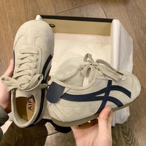 Baskets de sport décontractées vintage allemandes respirantes pour femme, à rayures, pour l'automne, blanches, à lacets, en caoutchouc synthétique - Product Image 2