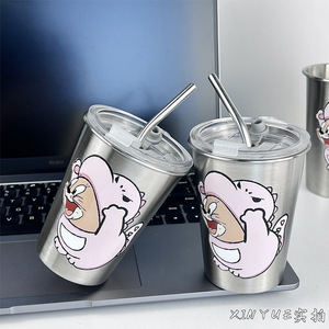 แก้วหลอดดูดสแตนเลสทอมแอนด์เจอร์รี่พร้อมฝาปิด ทนทานต่อการตกกระแทก สำหรับเด็ก ใช้ในบ้าน - Product Image 4