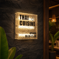 Enseigne lumineuse en acrylique à effet d'ondulation d'eau personnalisée, enseigne murale rétroéclairée par LED pour affichage des heures d'ouverture des restaurants