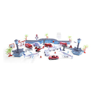 طائرة بلاستيكية صغيرة كرتونية تعمل بالسحب للخلف، لعبة سيارة، مجموعة لعب المطار - Product Image 1