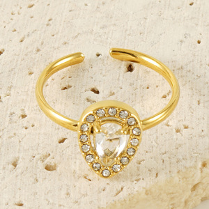 European American Style Gold Plated Teardrop Zircon <b>Adjustable</b> <b>Ring</b> For Women Party Jewelry Fashion <b>Rings</b> - Product Image 3