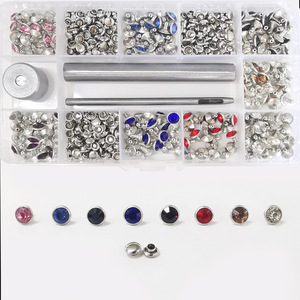 Rhinestones <b>Boxed</b> Mixed Shapes <b>Sew</b> On Motif Rhinestones For Garment Home Decor 8 Colors 160 Sets With Tools - Product Image 2