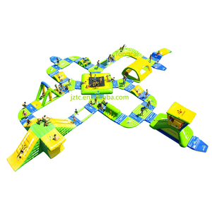 Oem mùa hè vui vẻ Inflatable sân chơi <span class=keywords><strong>Floater</strong></span> đảo bán Hot Huge khóa học trở ngại nước nổi hồ bơi ống màu xanh lá cây <span class=keywords><strong>PE</strong></span> bơi - Product Image 1