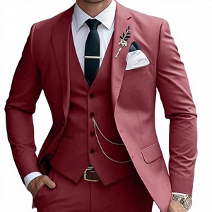 ชุดทักซิโด้ผู้ชายแบบกระดุมสองแถว ผ้า TR หรูหรา ชุด 3 ชิ้น สำหรับงานแต่งงานและงานทางการ - Product Image 3