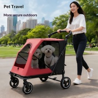 Poussette Métallique Transfrontalière la Plus Vendue pour Animaux de Compagnie, Poignée Réglable pour Chiens et Chats de Taille Moyenne à Grande, Pliage en un Clic pour Chiens Âgés