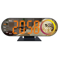 Réveil de bureau LED minimaliste transfrontalier avec éclairage d'ambiance, affichage numérique multifonctionnel et design créatif effet miroir