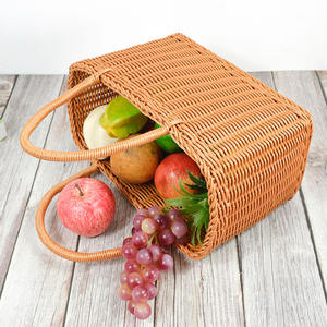 Cesta de regalo de <span class=keywords><strong>nacimiento</strong></span>, cestas de comida rápida para frutas con tapa, bandeja de ratán, marcador redondo de Panda para bebé, bolsa de bambú, tela tejida profunda para gatos - Product Image 2