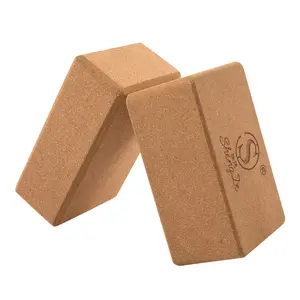 SHENGDE Eco Natural Wooden Yoga Brick Bloc 5cm Brown Custom Logo Wholesale Cork Yoga Block