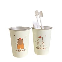 Gobelet à brosse à dents pour enfants en acier inoxydable 304, motif ours de dessin animé, design haut de gamme, pour dortoir et usage domestique