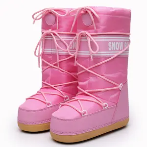时尚冬季粉色设计师过膝高雪地靴女式