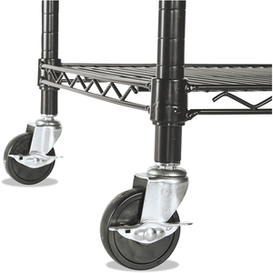 Roues de rayonnage en fil d'acier de qualité commerciale à 4 niveaux, support en métal noir robuste pour ustensiles de - Product Image 6