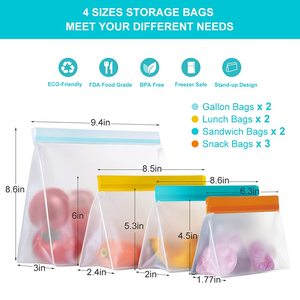 Bolsa de Plástico con Fondo Plano para Empacar Sándwiches, con Cierre Hermético, Reutilizable, de Grado Alimenticio, Libre de BPA, Directo de Fábrica - Product Image 6