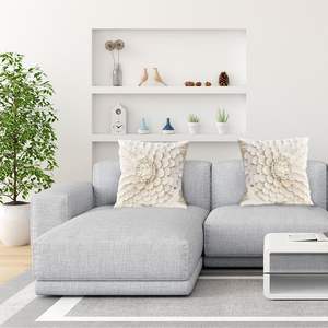 Funda de cojín cuadrada de 45 cm, color crema, con diseño geométrico de flores y hojas, 100% algodón, 3D, para decoración del hogar. - Product Image 6