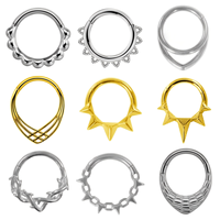 Bijoux de piercing corporel européens et américains en acier inoxydable 316L, anneau de nez articulé, boucles d'oreilles hélix, cartilage, rook