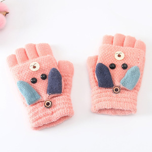 Boodun Hiver enfants gants chaud mignon dessin animé 6-12 ans école primaire enfants cachemire tricoté flip Enfant cyclisme gants - Product Image 2