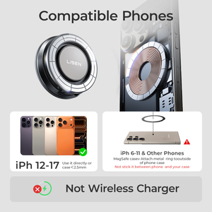 Support de téléphone magnétique ultra-plat LISEN 2026 réglable à <span class=keywords><strong>360</strong></span>° avec aimants puissants N52 pour iPhone 17 16 Samsung S25 GPS - Product Image 6
