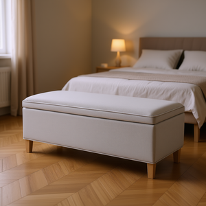 Panca Contenitore Rettangolare in Tessuto con Chiusura Ammortizzata, Arredamento Camera da Letto, Design Moderno Minimalista - Product Image 2