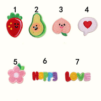 Patchs brodés autocollants mignons de dessins animés, appliques thermocollantes fruits, lettres, cœurs, fleurs pour vêtements, sacs, décoration DIY