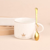 Gloway Oem Vaisselle Petit Déjeuner Nordic Sublimation Tasse à Café Cadeau Céramique Tasse à Café de Luxe Ensemble Avec Soucoupe Plateau Et Cuillère En Métal